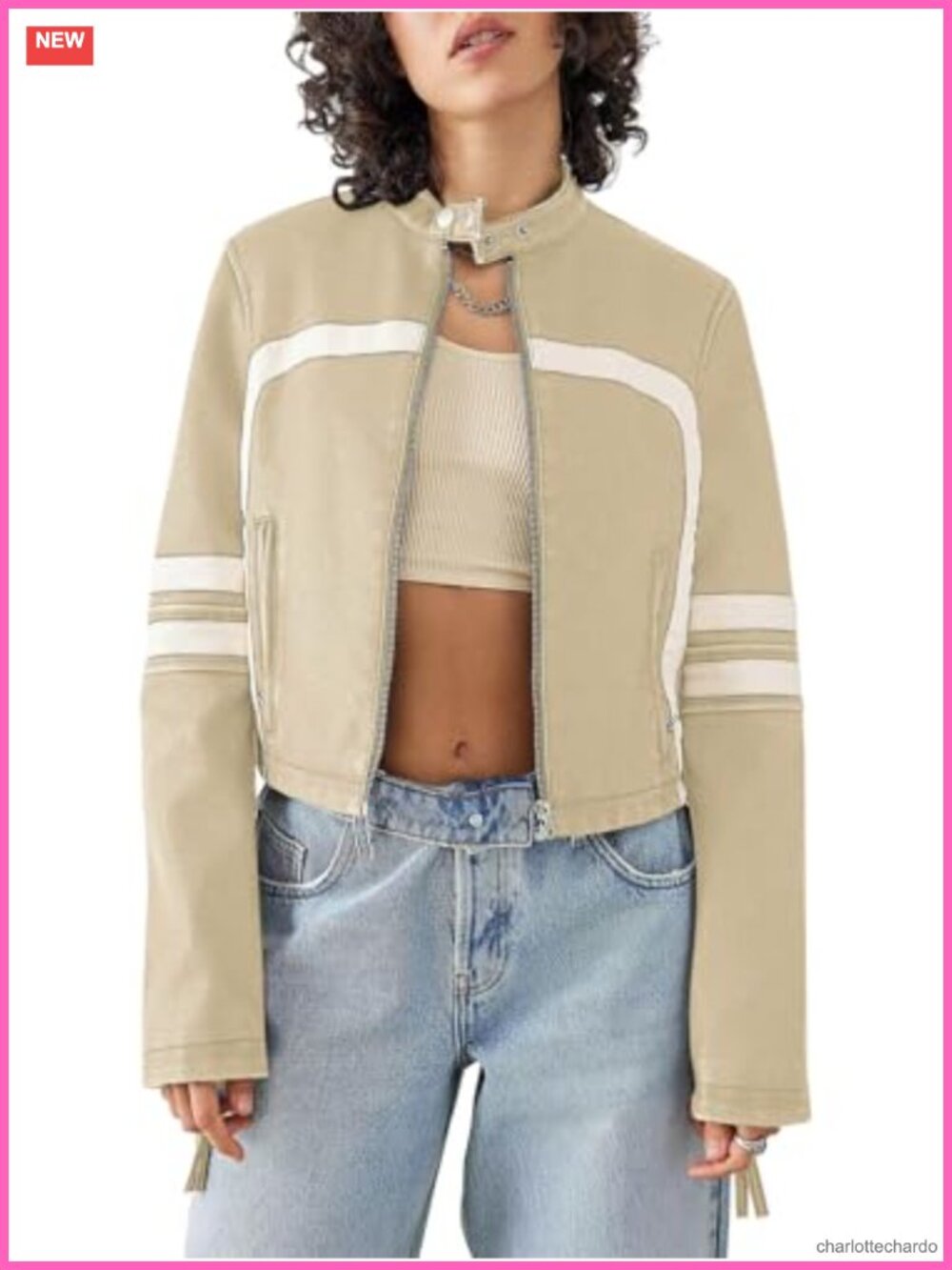Faux Leather Cropped Moto Biker Jacket